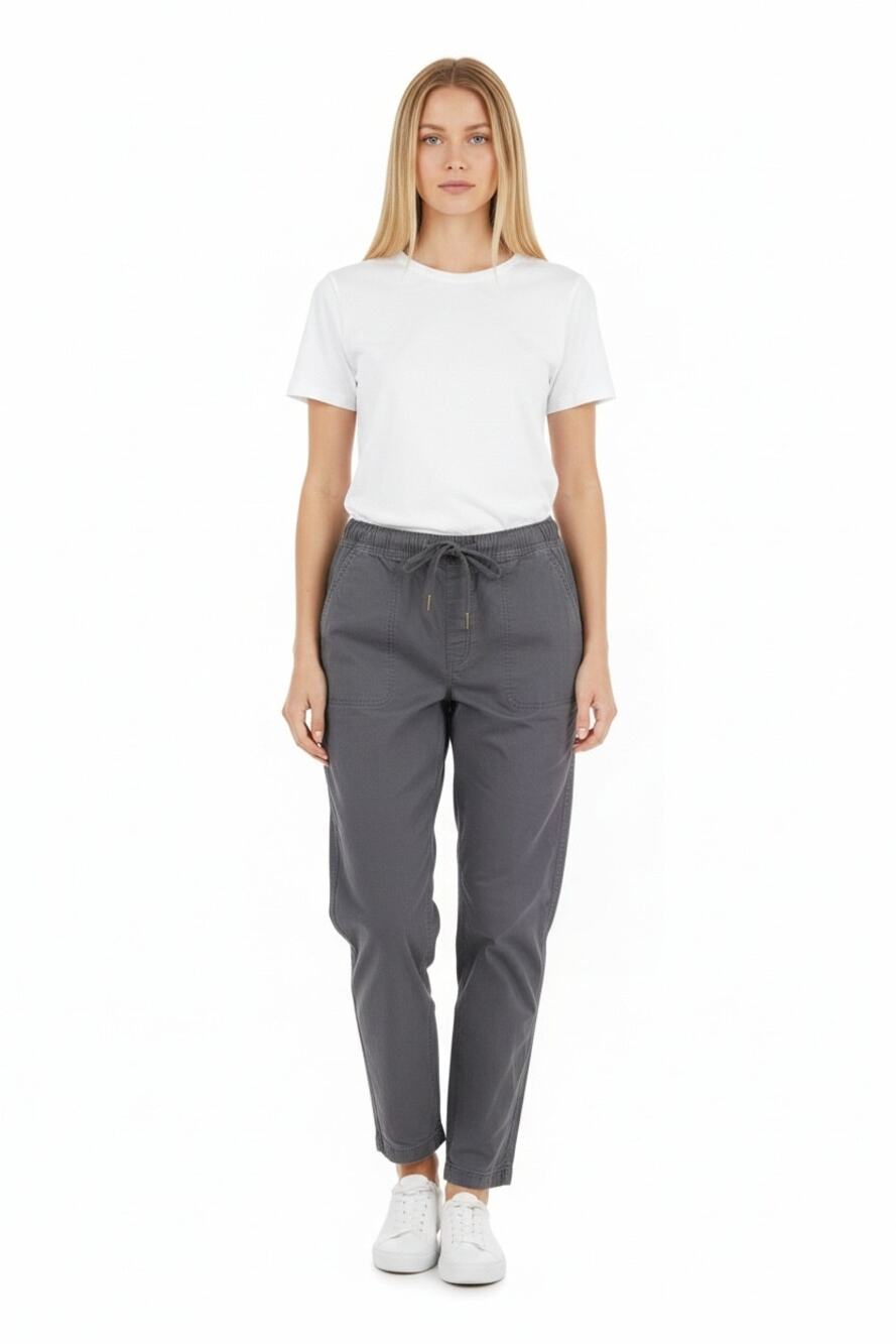 EDDIE BAUER Pants Size 10 Gray Slim Elastic Waist Tie Pockets